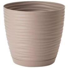 Form Plastic Gėlių vazonas 4347554, 120mm, 130mm, apvalus, rudas, plastikas, su lėkštute