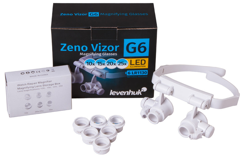 Palielināmās brilles ar LED Zeno Vizor G6 10x/15x/20x/25x L72612 LEVENHUK