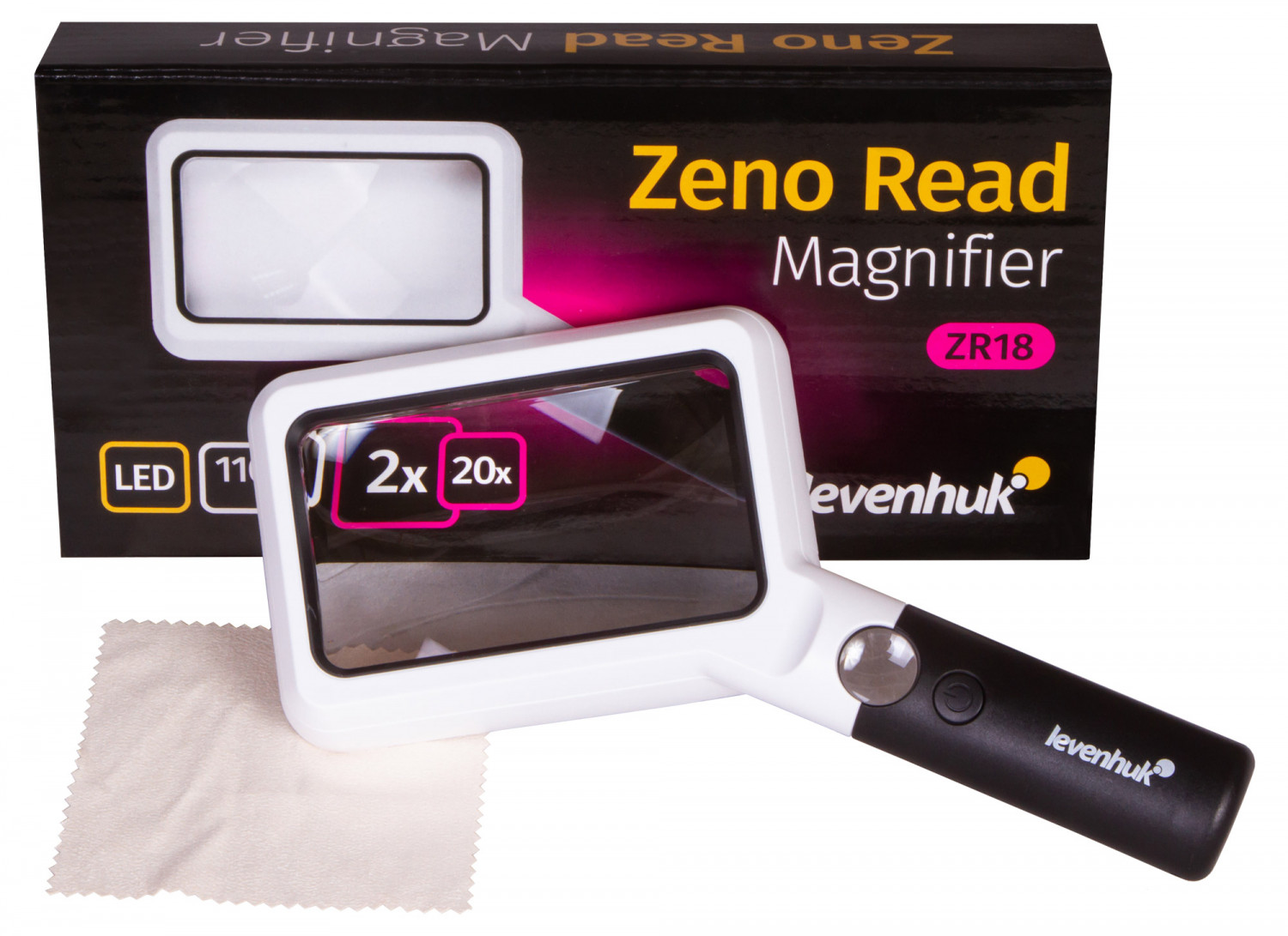 Palielināmais stikls ar LED Zeno Read ZR18 2x L74101 LEVENHUK