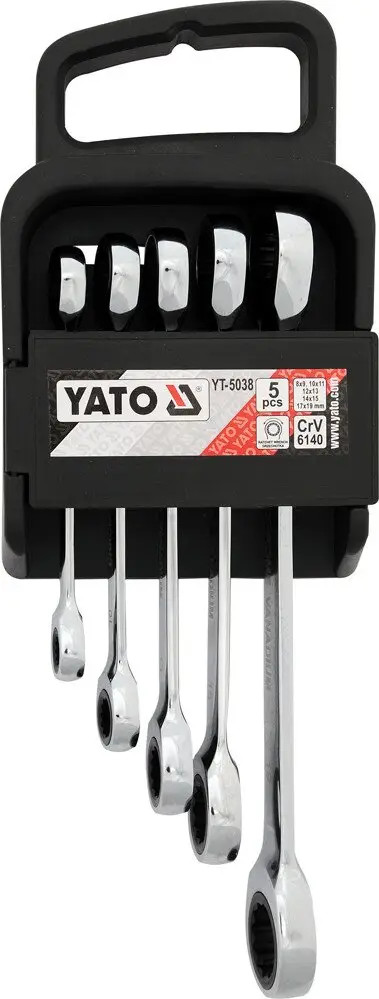 Kombinēto atslēgu komplekts ar reverso mehānismu 8-19mm (5gab.) YT-5038 YATO