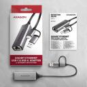 Axagon v&otilde;rgusideadapter ADE-TXCA, 1 x RJ-45, 10/100/1000 Mbit/s, USB 3.2 Gen 1, ASIX AX88179, toiteadapter, hall