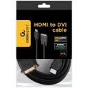 Gembird vaizdo kabelis CC-HDMI-DVI-15, 5 m, HDMI, DVI-D, Vyras/Vyras, Aukso kontaktai