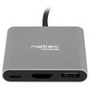 Natec Multi Port Fowler MINI NMP-1607, 1xUSB A, 1xHDMI, 1xUSB-C, 4K UHD, 60W laadimine, USB 3.0