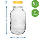 Twist-off стеклянная банка 5 L с пластиковой крышкой &Oslash;100 и ручкой BROWIN 133511, 5 L, стекло
