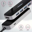 Axagon USB keskjaam HMC-6H4A 6in1, 4x USB-A, 1x USB-C PD 100W, 1x HDMI 4K, 5Gb/s, 20cm kaabel