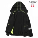 Куртка высокой видимости с капюшоном, Pesso, JERSEY_HV-M, черный/желтый, M, 5 см светоотражающие полосы