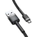 Baseus Laidas CAMKLF-BG1, 100cm, 2.4A, Micro USB, USB A, pilkas, greitas įkrovimas, patvarus, nesipainioja