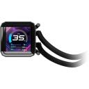 Asrock Phantom Gaming 360 LCD dzesētājs 90-APGA36-BAAGA5, 61,28 CFM, 31,4 dB, LCD IPS, 3 ventilatori, melns, 12 cm, 39,7 cm, 3