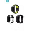 Devia Sporta Josla, 102010472103, 42/44/45/49 mm, silikons, Apple Watch Series 3-8, Apple Watch Ultra, melna/dzeltena