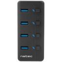 Natec USB keskjaam Mantis 2 NHU-1557, 4xUSB 3.0 A, 1xUSB B, 230V, l&uuml;litid, toiteallikas