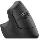 Logitech USB optinė belaidė vertikali pelė/juoda Lift 910-006474, 4000 DPI, 4 mygtukai, RF belaidis + Bluetooth, AA baterija