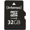 Intenso atminties kortelė micro SDHC 3413480 32 GB, skaitymo greitis 25 MB/s, klasė 10, atspari vandeniui, smūgiams, SD adapteris