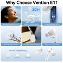 Vention k&otilde;rvaklapid MODEL NBVW0, 6H esitusaeg, 30H aku t&ouml;&ouml;aeg, Bluetooth 5.4, IPX4 veekindel
