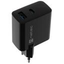 Natec Lādētājs NUC-2143, 45W, 1x USB-A, 1x USB-C, melns, 110-240V, 50/60Hz, 3A, 20V, 5V, ātrā uzlāde