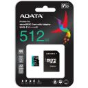 Adata m&auml;lukaart microSDXC AUSDX512GUI3V30SA2-RA1 512 GB, lugemise kiirus 100 MB/s, kirjutamise kiirus 80 MB/s, UHS klass 3, V30