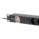 Lanberg Pikendus PDU-06E-0200-BK, 2m, 6x230V, 16A, 4000W, automaatne kaitse, alumiinium, must