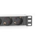 Digitus pikendus DN-95418, 4xSchuko, 2m, 16A, alumiinium, ilma l&uuml;litita, 1U, rack-montaaž