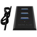 Raidsonic USB centrmezgls IB-HUB1409-U3, 4x USB 3.0, melns, USB baro&scaron;ana, LED indikators