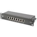 Digitus Serveru skapis DN-10-SET-1, 10", 6U, pelēks, 30kg, 8 portu slēdzis, plaukts, plāk&scaron;ņu panelis, rozetes