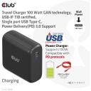 Club3D laadija CAC-1908EU 100W, USB Type-C, PD 3.0, 100-240VAC, 5V/9V/12V/15V &le; 3A, 20V &le; 5A, OCP, OVP, SCP, OTP