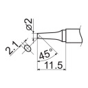 T12 lodāmurs uzgalis, YT-82496, YATO, 2.1 mm platums, 11.5 mm garums, 45° leņķis