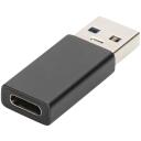 Digitus USB adapteris AK-300524-000-S, 3A, 5Gbps, 24 pin USB-C female, 4 pin USB Type A male, melns