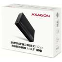 Axagon HDD korpusas EE35-GTR USB-C 5Gbps, 3,5", juodas, 100-240V maitinimo adapteris, USB-C - USB-A kabelis 80 cm