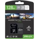 Pny atmiņas karte microSDXC 128GB P-SDU128V31100PRO-GE, 100 Mb/s, 90 Mb/s, UHS-I U3 Class 10 V30, SD adapteris