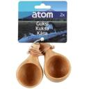 Atom Krūzītes koka tūrisma 2865960, 2 krūzītes, 35 ml katra, ādas aukla 23 cm, tikai mazgāt ar rokām