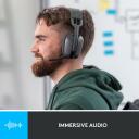Logitech ausinės Zone Vibe 100 981-001213 belaidės, 30 m, 18 h pokalbio laikas, 185 g, Bluetooth 5.2, 2 mikrofonai, grafito spalva