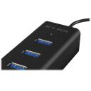 Raidsonic USB centrmezgls IB-HUB1409-U3, 4x USB 3.0, melns, USB baro&scaron;ana, LED indikators