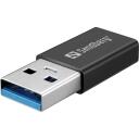 Sandberg USB-C/A DVD привод 136-62, 30см, черный, лоток, DVD Super Multi DL, USB Type-C