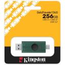 Kingston USB m&auml;lupulk DataTraveler Duo DTDEG2/256GB, 256 GB, USB Type-C/Type-A, must/roheline, innovatiivne disain, suur maht