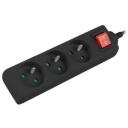 Lanberg pikendus PS1-03E-0300-BK, 3xCEE 7/5, 3 m, 2500 W, laste kaitse, must