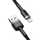 Baseus Cafule USB Lightning kabelis CALKLF-BG1, 1m, 2.4A, USB, Lightning, aliuminis, nailonas, TPE, greitas įkrovimas