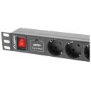 Lanberg Energiadistribuutori seade PDU-07F-0200-IEC-BK, 2500W, 2m, 7x Schuko v&auml;ljundid, 1-faasiline, &uuml;lepinge kaitse