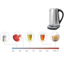 Электрический чайник с электронной регулировкой температуры 2200 Вт 1.7 л основание 360&deg; WK 2200 Нержавеющая сталь 01870 Caso