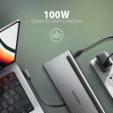 Axagon dokkimisjaam HMC-4KX3, 3x USB-A, 2x HDMI, DP, RJ-45, SD/microSD, audio, PD 100W