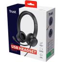 Trust k&otilde;rvaklapid 25088 20 - 20000 Hz, 40 mm, neod&uuml;&uuml;mi magnet, USB, must, binauraalne, peapael