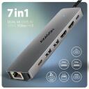 Axagon USB хаб HMC-7HX2 7в1, 2x HDMI, 1x RJ-45, 2x USB 5Gbps, 1x USB-C, 15 см силовой кабель