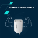 Compact wall charger with built in USB C cable 65 W total power 1×PD and 1×QC fast charging port OnCharge 65RC Build In Cable EU White CNS-CURC65ACW CANYON