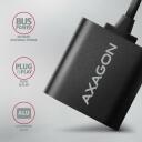 Axagon звуковая карта ADA-12 16 бит, 48 кГц, 2.0 канала, USB 2.0, 3.5 мм, адаптер питания, черный, 0.15 м кабель
