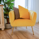 Atpūtas krēsls TUCKER 78x71x69cm, materiāls: samts, krāsa: dzeltens, kājas: nerūsējo&scaron;s tērauds zelta krāsa 20152 Allit