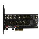 Axagon SSD adapter PCEM2-DC PCIe 3.0, 2x M.2, 8GBps, must, 140 x 68 x 17 mm, 2 soojapadi, ventilaator