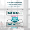 5-Port 10/100Mbps lauaarvuti l&uuml;liti 4-Port PoE-ga, TP-Link, TL-SF1005LP, 5&times; 10/100 Mbps, 4&times; PoE, 41 W
