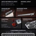 AXAGON | HMC-KB keyboard USB-C 5Gbps with HUB, microSD/SD, 3x USB-A, HDMI 4K/60Hz, PD 100W | HMC-KB-CRL