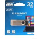 Goodram 32GB UTS2 USB 2.0 m&auml;lupulk, UTS2-0320K0R11, 32 GB, USB 2.0, 20 MB/s, 5 MB/s, must