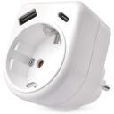 Emos Адаптер P0075, 1&times;, 1&times;USB-A 5V/2,4A/12W, 1&times;USB-C 5V/3A/15W, 3680W, IP20, защита от детей
