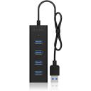 Raidsonic USB centrmezgls IB-HUB1409-U3, 4x USB 3.0, melns, USB baro&scaron;ana, LED indikators