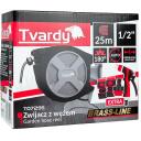 Tvardy &scaron;ļūtene rullī T07295, 25m, 1/2", automātiska atsuk&scaron;ana, sienas stiprinājums, plastmasa, 180&deg; rotācija